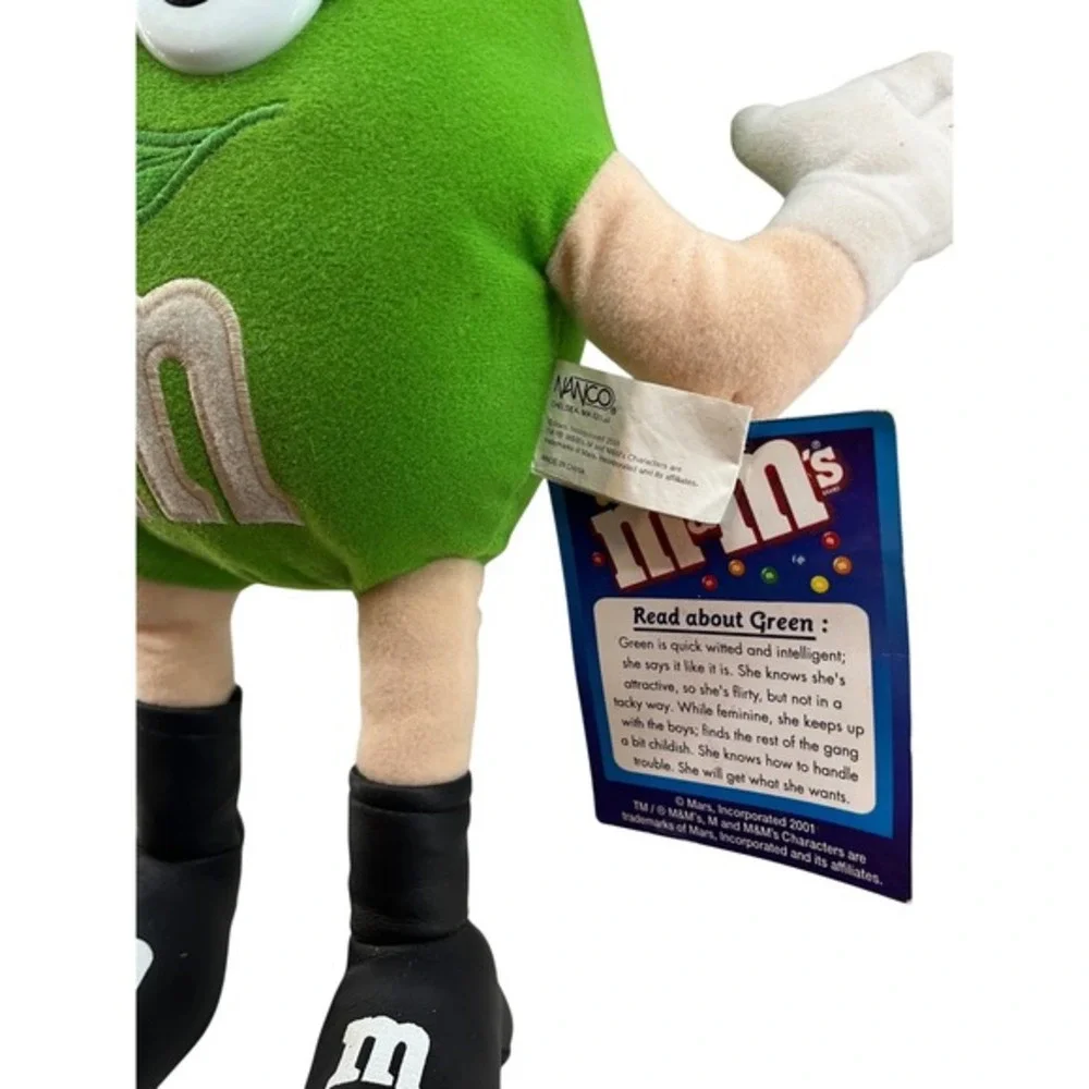 M&M's Green Witch‎ Plush Toy Large 19 inch Green Black Excellent Vintage 2001